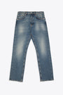 Sandblasted blue denim 5 pockets jeans  