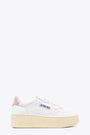 White leather low sneaker with pink back tab and platform sole - Medalist Platform 