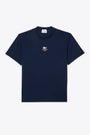 Navy blue cotton t-shirt with chest logo print  