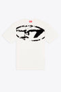 Off white cotton t-shirt with flock print Oval D - T Boxt N14 