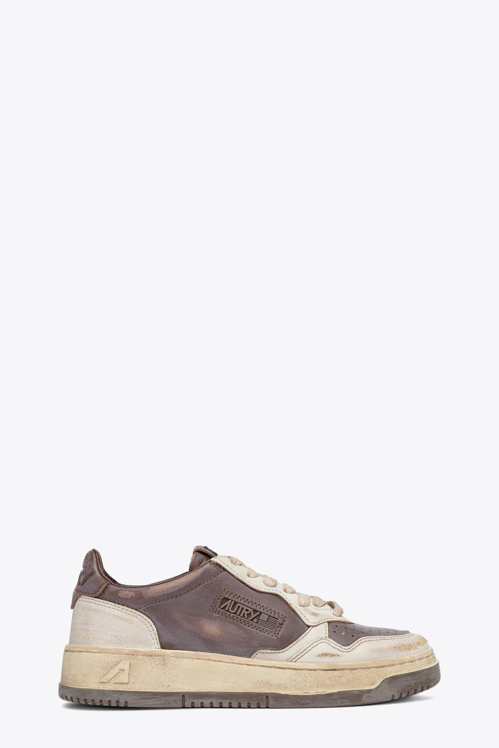 alt-image__Sneaker-bassa-in-pelle-invecchiata-panna-e-marrone---Medalist-Super-Vintage