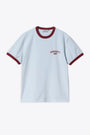 T-shirt in cotone celeste con estremità bordeaux a contrasto - S/S 89 Ringer T-Shirt 