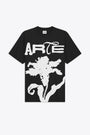 Black cotton t-shirt with flower graphic print and logo - Big Flower T-shirt 