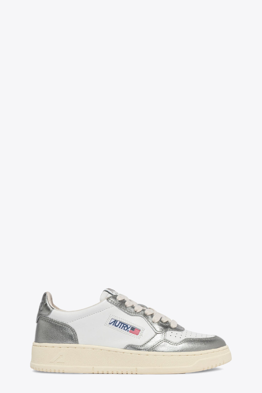 alt-image__Sneaker-bassa-in-pelle-bicolore-bianco-e-argento-metallizzato---Medalist-Low