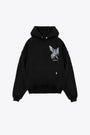 Black cotton hoodie with chest and back graphic print - Elegance In Motion Hoodie 