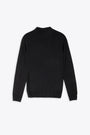 Extra-fine black wool mockneck sweater 