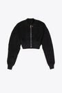 Black moleskine cropped bomber jacket - Collage Bomber 