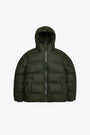 Piumino in pvc impermeabile verde militare con cappuccio - Alta Puffer Jacket 