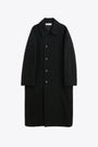 Cappotto nero in lana rigata - Collapse Carcoat 