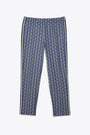 Pantalone in acetato blu con motivo jacquard 