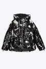 Black and silver sparkly sequins hooded puffer jacket - Khris Sparkly  