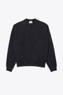 Washed black cotton crewneck sweatshirt with logo 