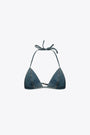 Top a triangolo in denim blu medio - Bra 