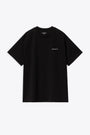 Black cotton t-shirt with chest logo embroidery - S/S Script Embroidery T-Shirt 