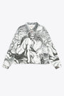 White cotton drill jacket with all-over graphic print - Mythos Drill Jacket  