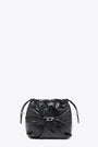 Glossy black creased leather bucket bag - Scrunch D Bucket 