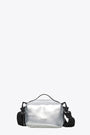 Mirrored silver pvc squared small bag with shoulder strap - Box Bag Micro 