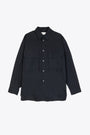 Black ink cotton oversized shirt with chest pockets - Frame 