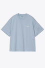 Light blue cotton boxy fit t-shirt with chest logo embroidery - S/S Signature Script T-Shirt 