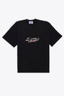 Black cotton t-shirt with slogan print 