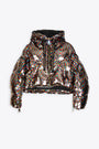 Multicolour sparkly sequins hooded puffer jacket - Khris Crop Sparkly Rainbow  