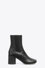 Black leather ankle boots with anatomic toe 