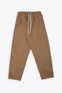 Tobacco brown cotton pant with contrast stitchings - Jogger Stretch 