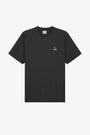 Black cotton t-shirt with chest logo embroidery - Heart Logo T-shirt 