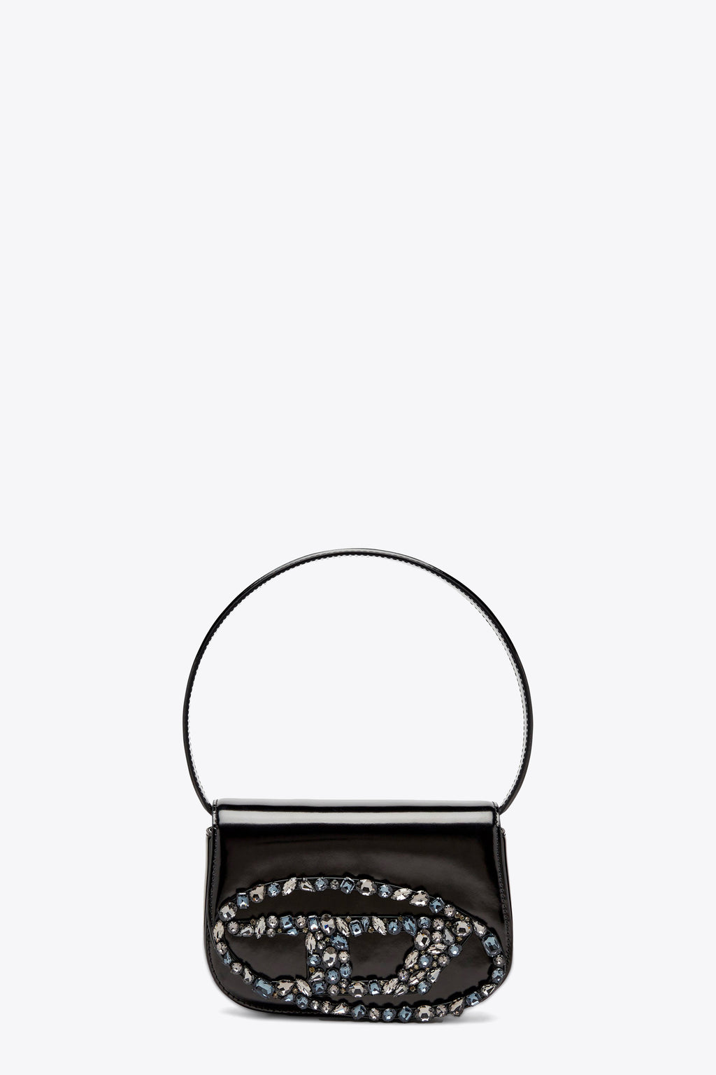 alt-image__Borsa-in-pelle-verniciata-nera-e-logo-Oval-D-con-cristali---1DR-Shoulder-Bag