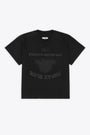 Washed black cotton t-shirt with front graphic print and logo 