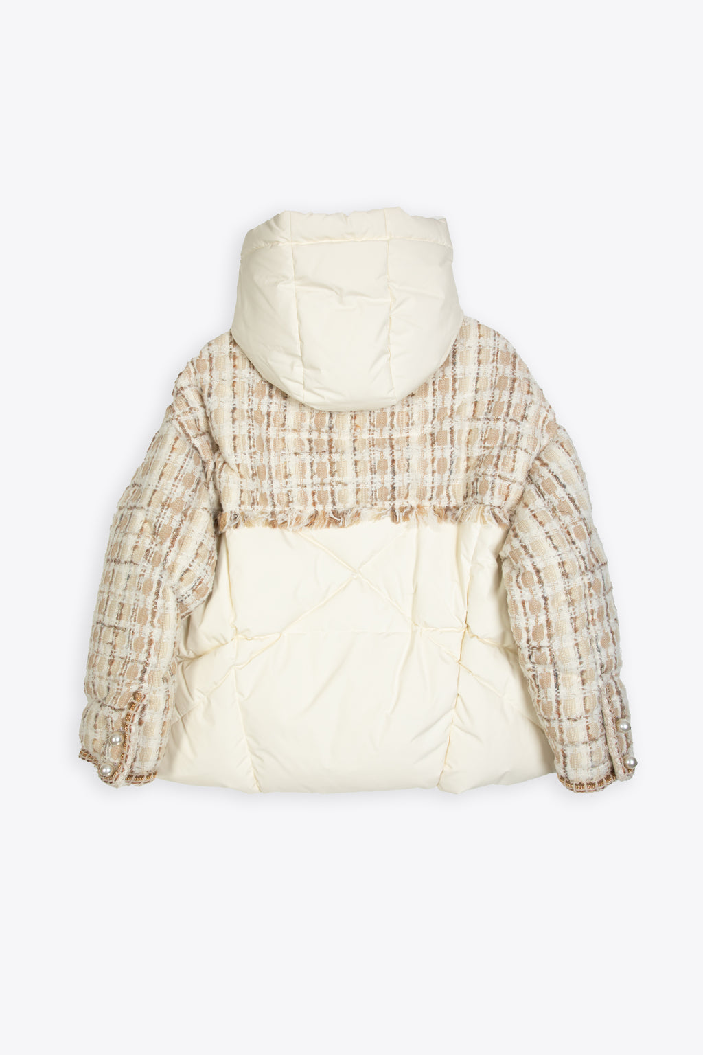 alt-image__Off-white-nylon-and-tweed-hooded-puffer-jacket---Khris-Tweed