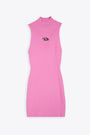 Pink rib-knitted turtleneck dress- M Onervax 