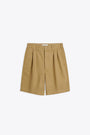 Beige denim twill loose fit pleated shorts - Pleated Shorts 