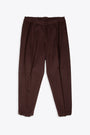 Brown cotton pant with elastic waistband - Savoys 