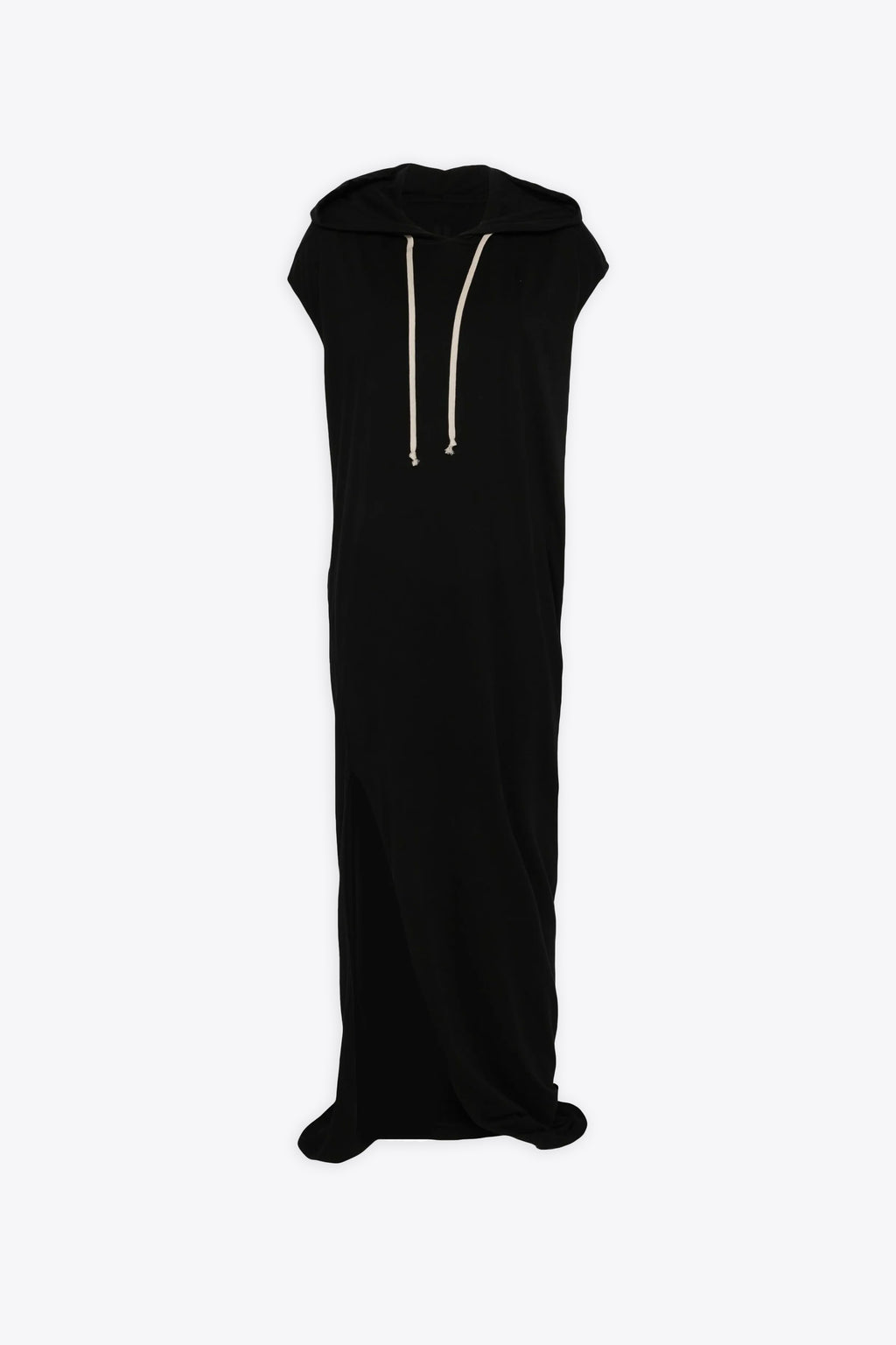 alt-image__Abito-lungo-in-cotone-nero-con-cappuccio-e-spacco-laterale---Edfu-T-Dress