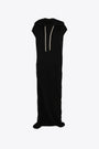 Abito lungo in cotone nero con cappuccio e spacco laterale - Edfu T Dress 