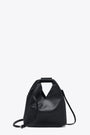 Black syntethic leather Japanese bag with shoulder strap 