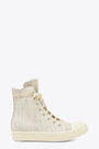 Cracked off white coated denim lace-up high sneaker - Sneaks 