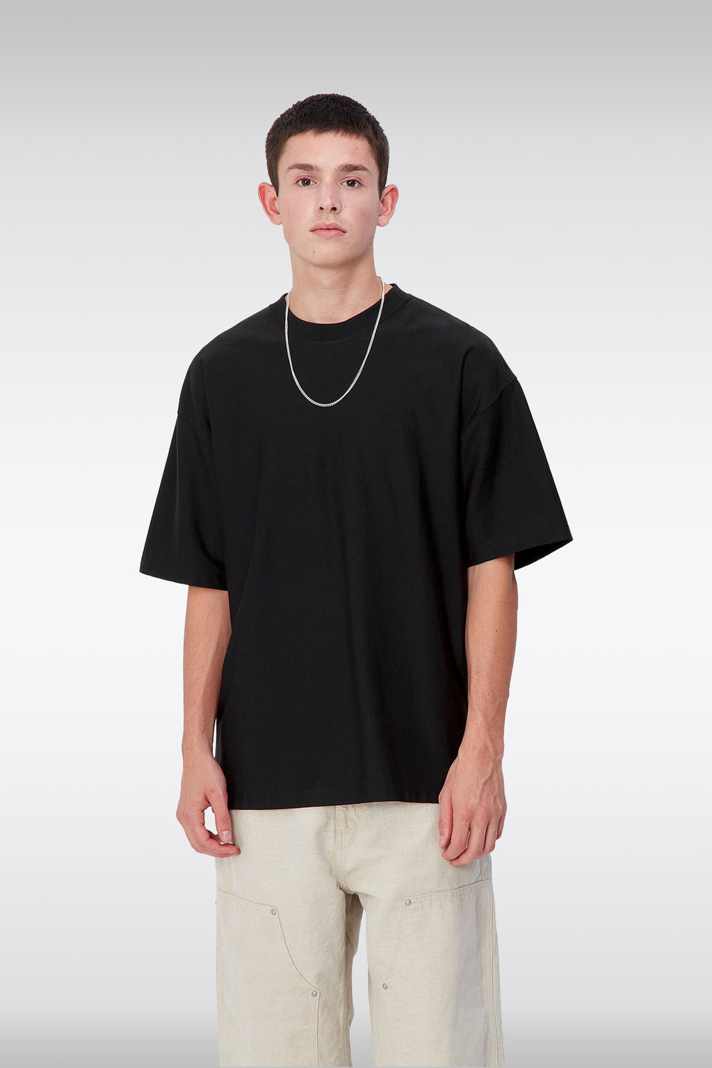 alt-image__Black-cotton-midweight-t-shirt-with-tonal-square-logo---S/S-Dawson-T-Shirt-