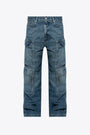 Jeans cargo in denim blu medio baggy fit - Double Cargo Jeans 