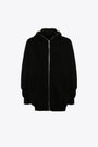 Black cotton oversized hoodie with full lenght zip - Jumbo Gimp Hoodie  