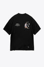 Black cotton t-shirt with graphic print at chest and back - Hermes T-Shirt 