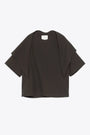 T-shirt in crepe di cotone marrone con foulard - Cary SNM 