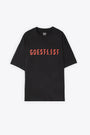 T-shirt nera in cotone con testo frontale e logo sul retro rosso - Guestlist Tee 