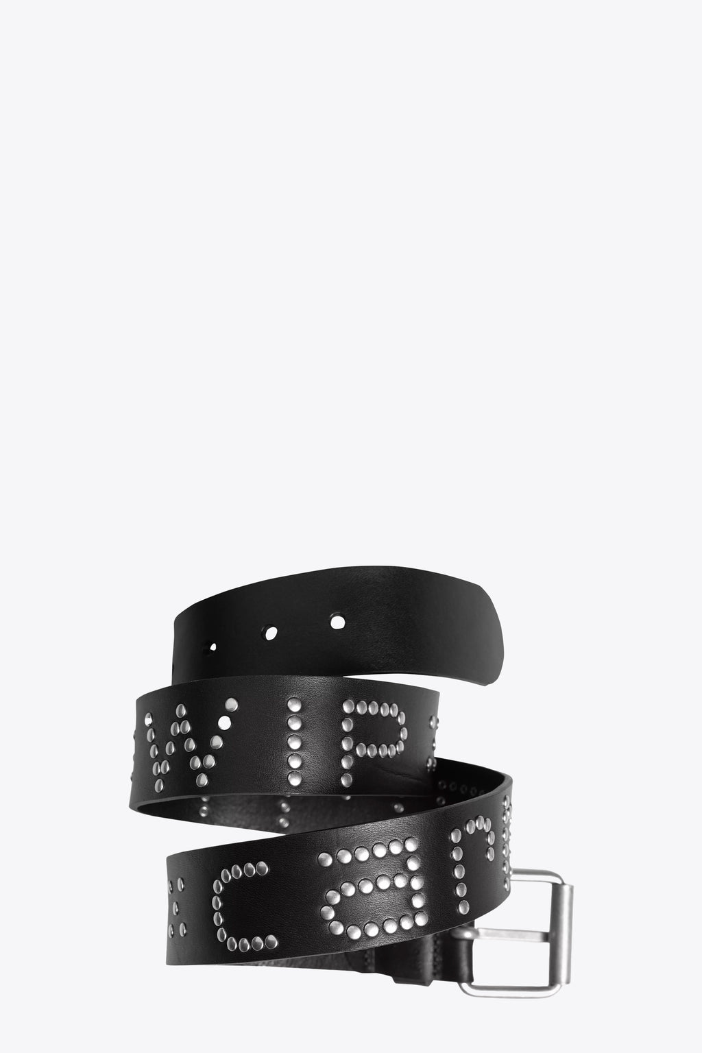 alt-image__Cintura-nera-in-pelle-con-logo-borchiato---Script-Studs-Belt