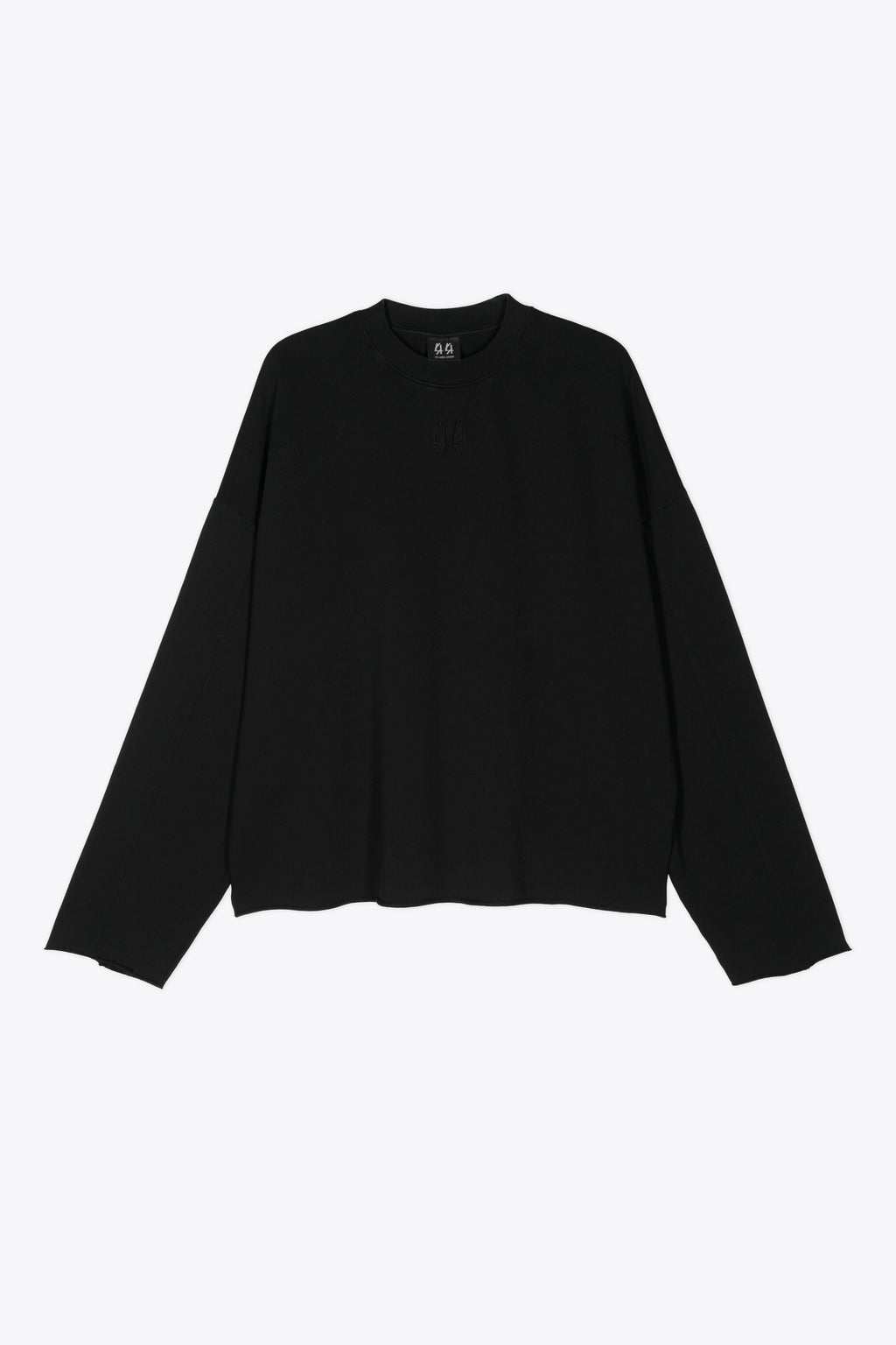 alt-image__Felpa-nera-boxy-fit-con-estremità-a-taglio-vivo---Darkened-Monk-Crewneck