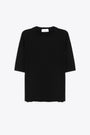 T-shirt in cotone nero a coste irregolari - Vant Ophelia 