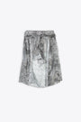Light grey denim skirt with knotted chiffon shirt - O Jeany
 