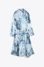 Light blue printed chiffon and denim shirt dress - D Jeaniel
 