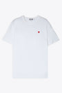 White cotton t-shirt with small heart patch 